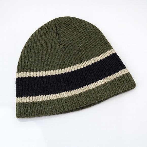 Kid's Thick Cozy Warm TURTLE FUR Striped Green Winter Fall Beanie Hat - Picture 1 of 1